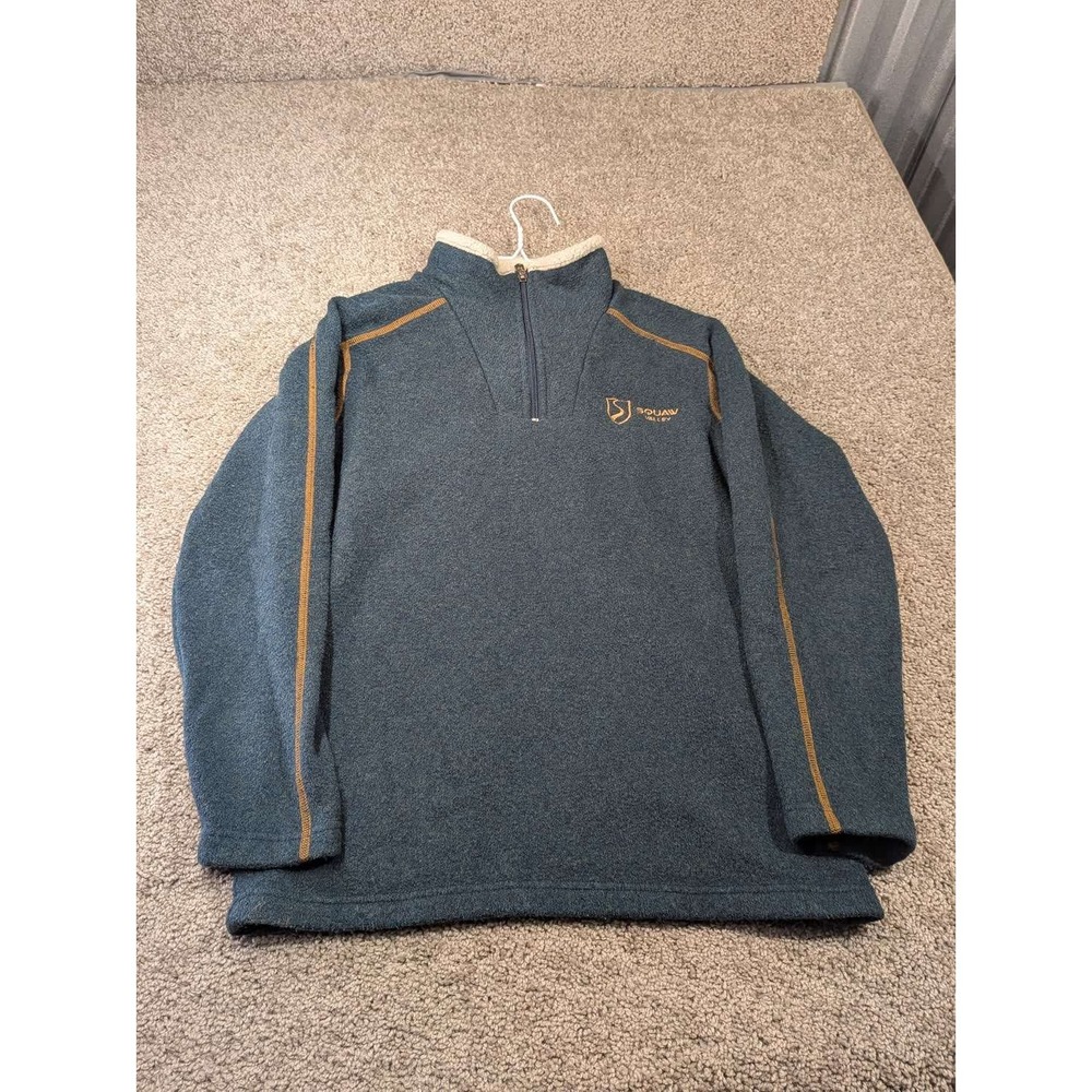 KUHL Mens 1/4 Zip Fleece Pullover Teal Squaw Valley Logo Small Sherpa Collar